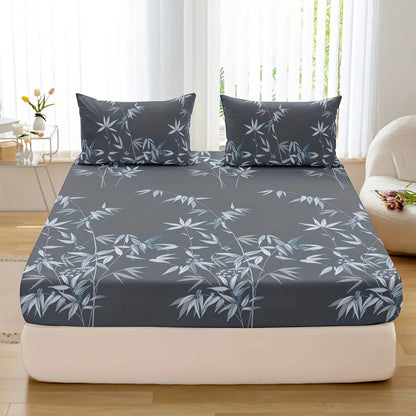 3pcs Bamboo Leaf Fitted Sheet Set – Soft, Breathable, Hypoallergenic