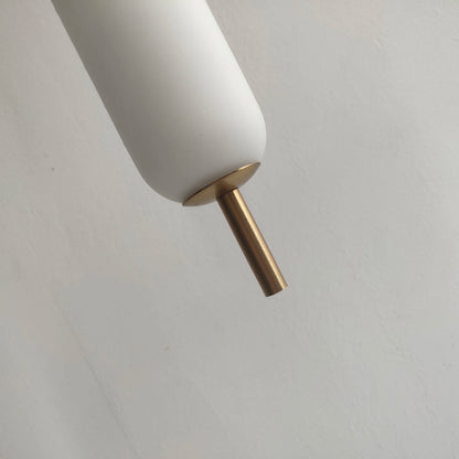 Modern LED Bedside Pendant Light – White Glass Tube, 1/2 Heads