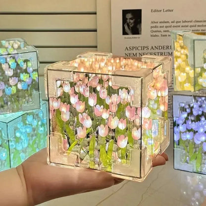 DIY Tulip Flower Night Lamp Kit – 3D Sea Cube Gift for Couples