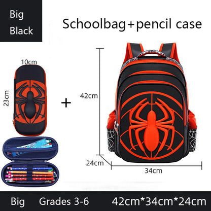 Cartmela Spider Backpack & Pencil Case Set | Waterproof Cartoon School Bag for Boys
