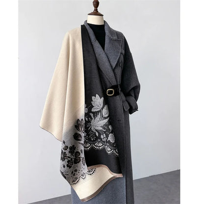 2024 Floral Cashmere Scarf – Warm Winter Pashmina Shawl Wrap