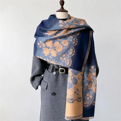 2024 Floral Cashmere Scarf – Warm Winter Pashmina Shawl Wrap