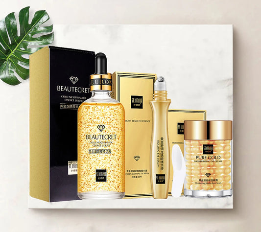 24K Gold Niacinamide Skincare Set – Serum & Eye Cream Kit
