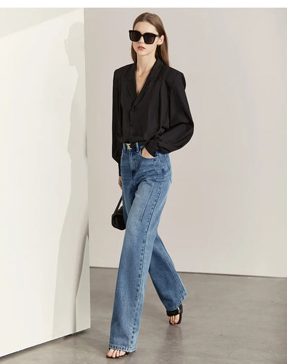 Women’s Vintage Loose Wide Leg Denim Jeans – Casual Spring Pants
