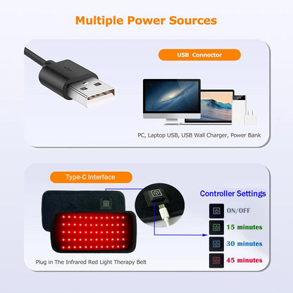 Red & Infrared Light Therapy Belt – 850nm & 660nm Fat Burning Waist Wrap