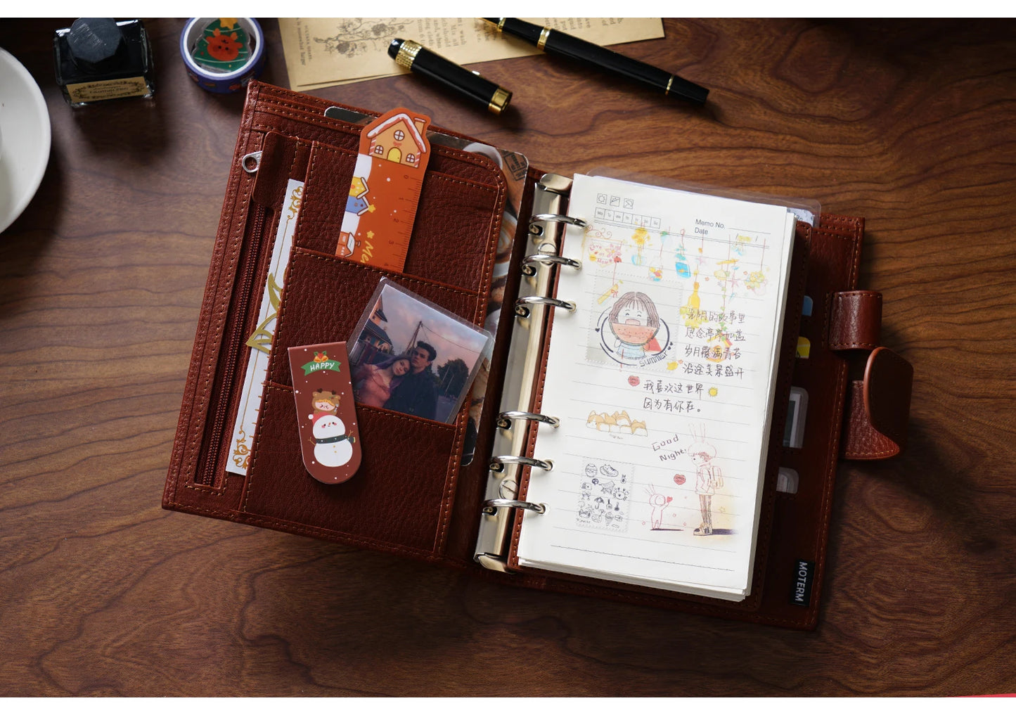 Full Grain Leather Planner with Rings – Personal Size Organizer