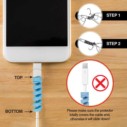 Charging Cable Protector – Cord Organizer, Holder & Winder Clip Set
