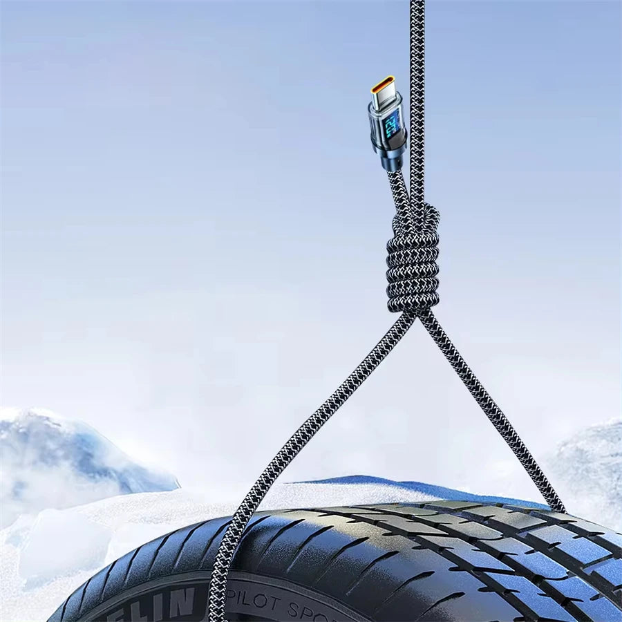 NNBILI 120W Type-C Cable – Fast Charging with LED Display