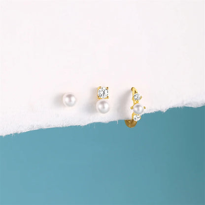 925 Sterling Silver Earring Set – Waterdrop, Flower & Pearl Trio