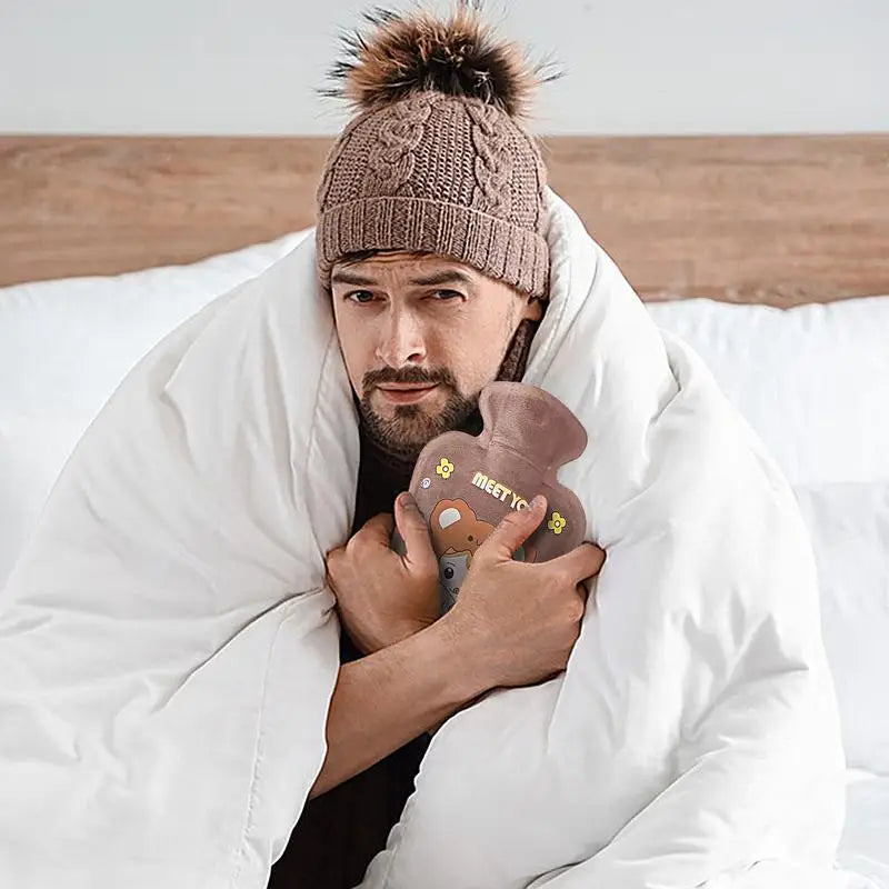 Plush Hot Water Bottle – Soft Portable Bed & Foot Warmer