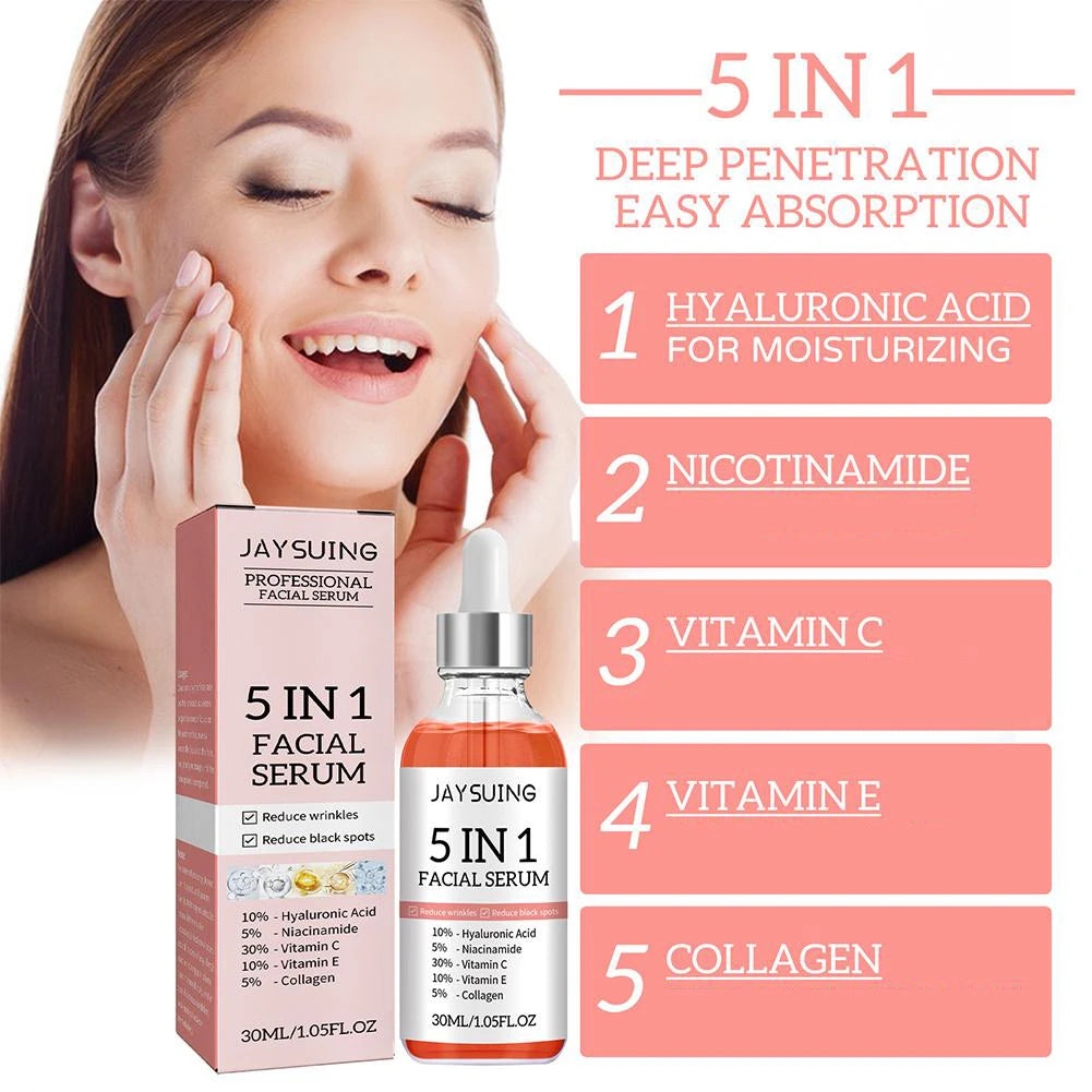 5-in-1 Vitamin C & Hyaluronic Acid Facial Serum for Radiant Skin