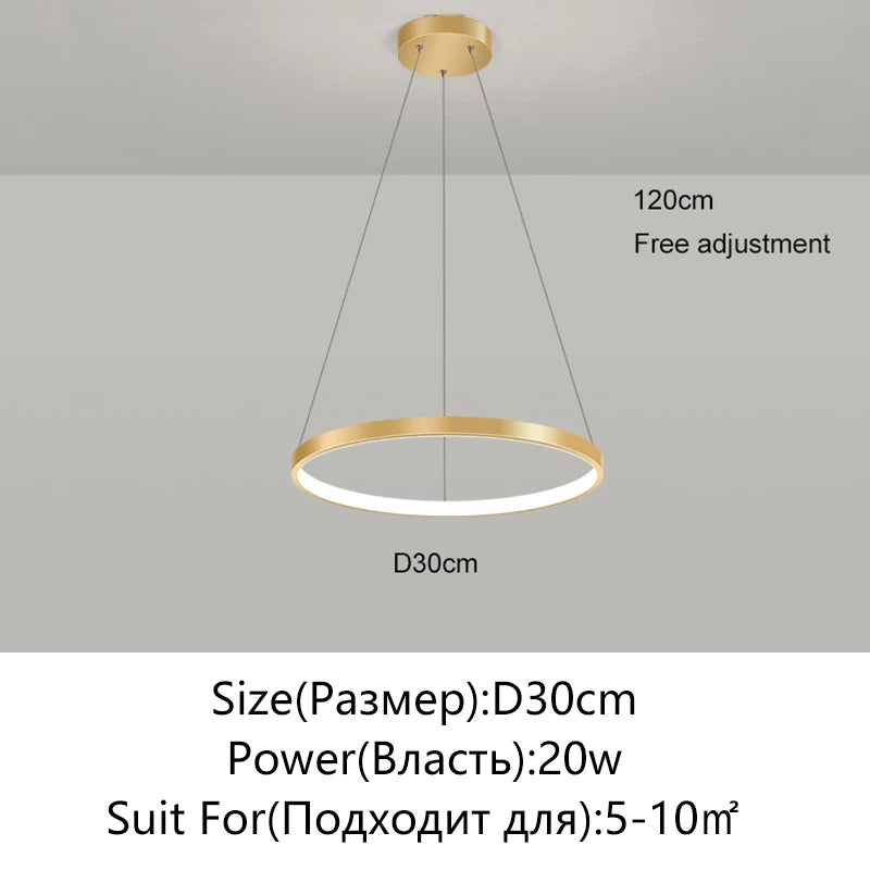 Modern Round LED Pendant Light – Black/White Minimalist Chandelier