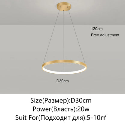 Modern Round LED Pendant Light – Black/White Minimalist Chandelier