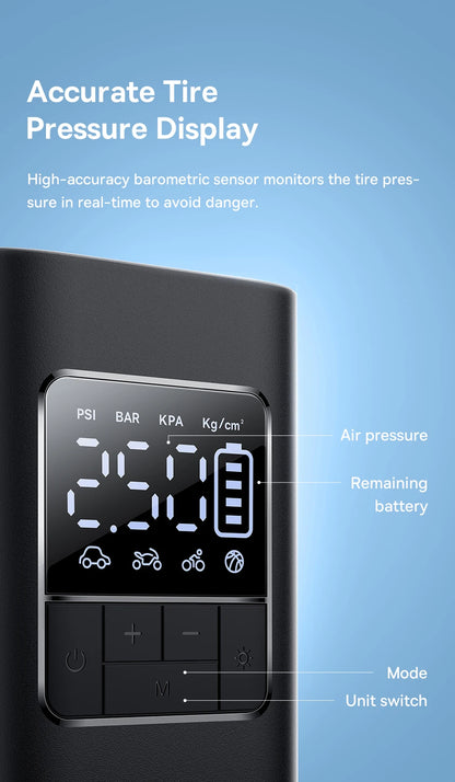 Wireless Portable Car Air Pump – Electric Tire Inflator with LCD