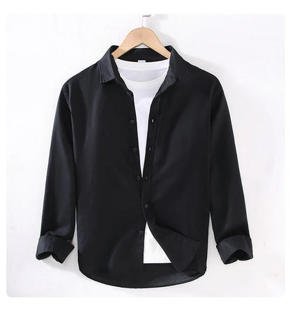 Men’s Linen Cotton Shirt – Long Sleeve Casual Spring/Summer Wear