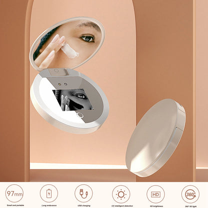 UV Mirror with Light & 2X Zoom – Sunscreen Tester & Travel Makeup