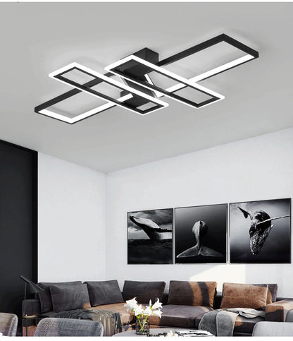Modern Rectangle LED Ceiling Light – Creative Living Room Fixture