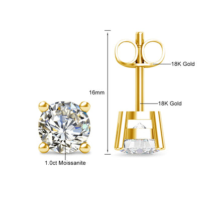 18K Real Gold Earrings with Moissanite Diamonds – Luxurious Gift