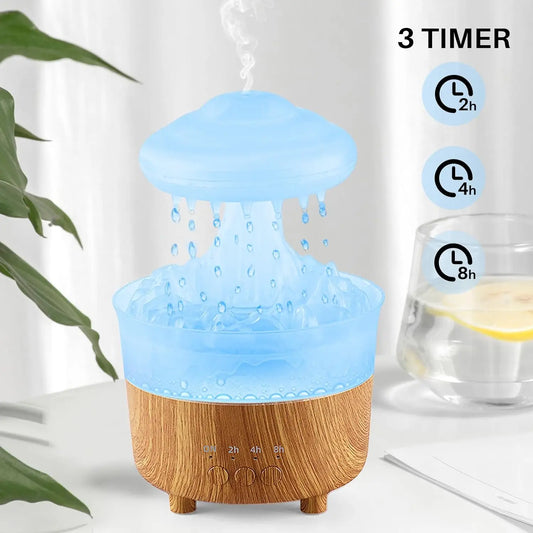 Rain Drip Mushroom Humidifier with 7 Color LED Aroma Diffuser