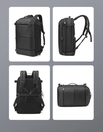 Men’s Business Travel Backpack – Waterproof, USB, Expandable Laptop Bag
