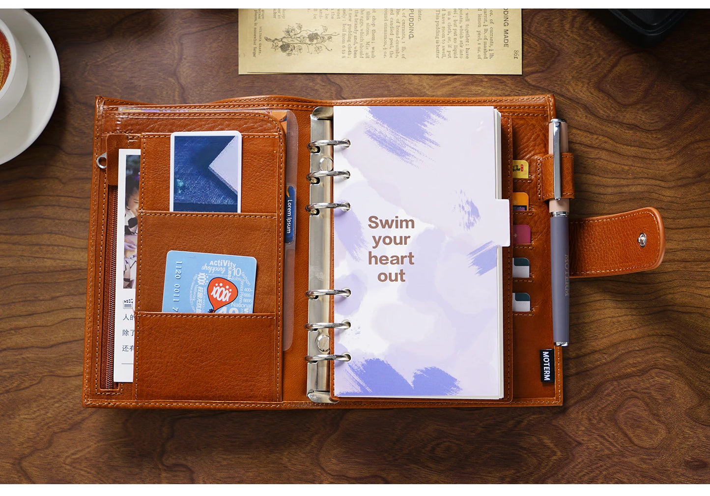 Full Grain Leather Planner with Rings – Personal Size Organizer