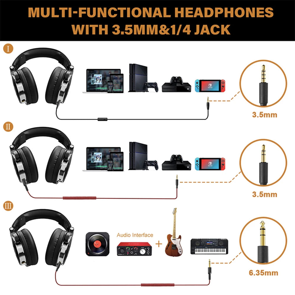 Professional Wired DJ Headphones – Over Ear with Mic & Hi-Res Audio