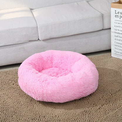 Round Cat Bed House - Soft Plush Cushion Bed for Dogs & Cats, Pet Sleeping Sofa