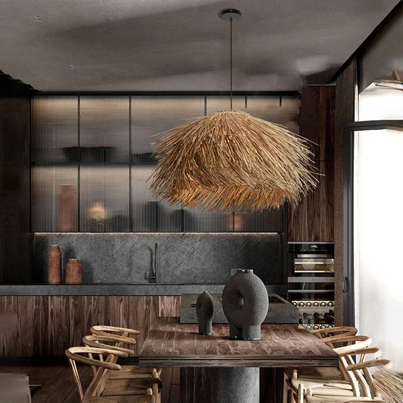 Retro Hand-Woven Rattan LED Chandeliers – Pendant Lights 40–80cm