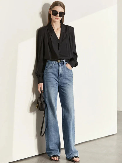 Women’s Vintage Loose Wide Leg Denim Jeans – Casual Spring Pants
