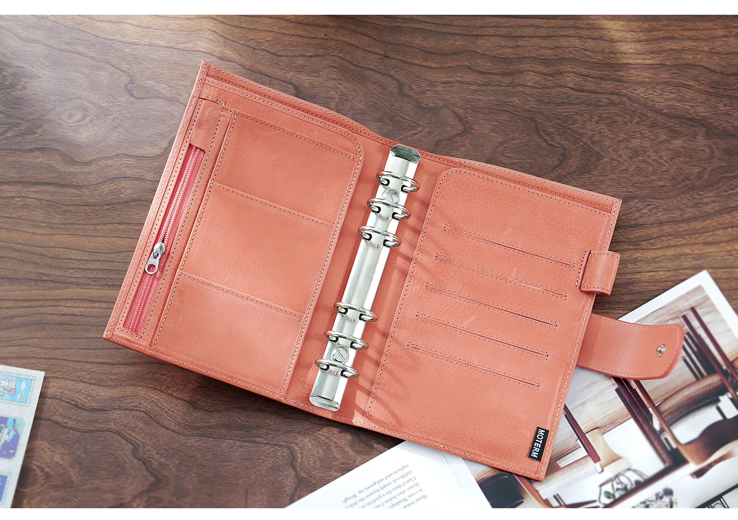 Full Grain Leather Planner with Rings – Personal Size Organizer