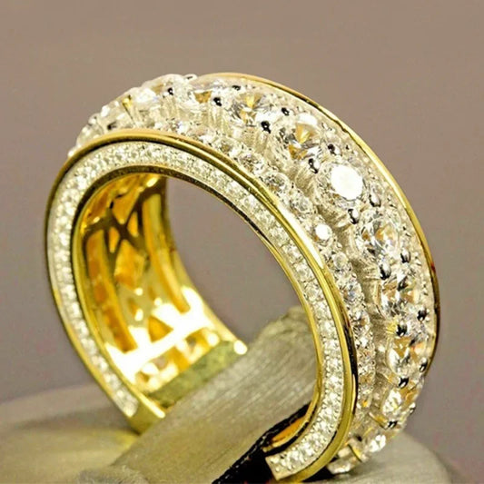 14K Gold Color Full Diamond Round Ring – Wedding & Engagement