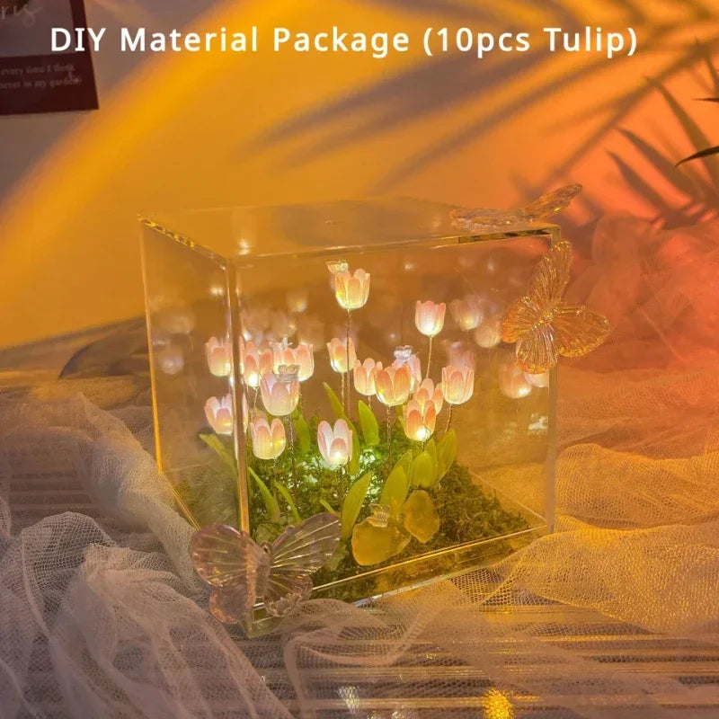 DIY Tulip Mirror Cube Lamp | Handmade Night Light Gift