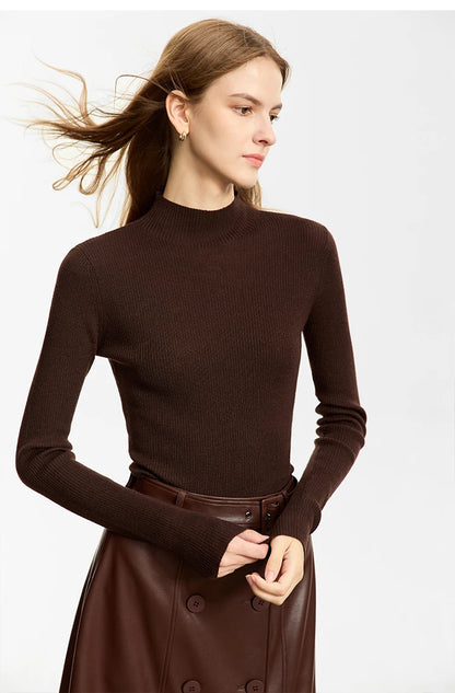 Women’s Slim Fit Turtleneck Sweater – Warm High Elastic Pullover