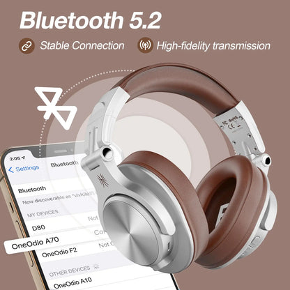Wired & Wireless Bluetooth 5.2 Over-Ear Headphones with Mic