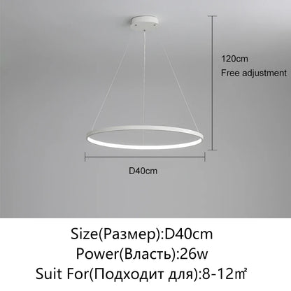 Modern Round LED Pendant Light – Black/White Minimalist Chandelier