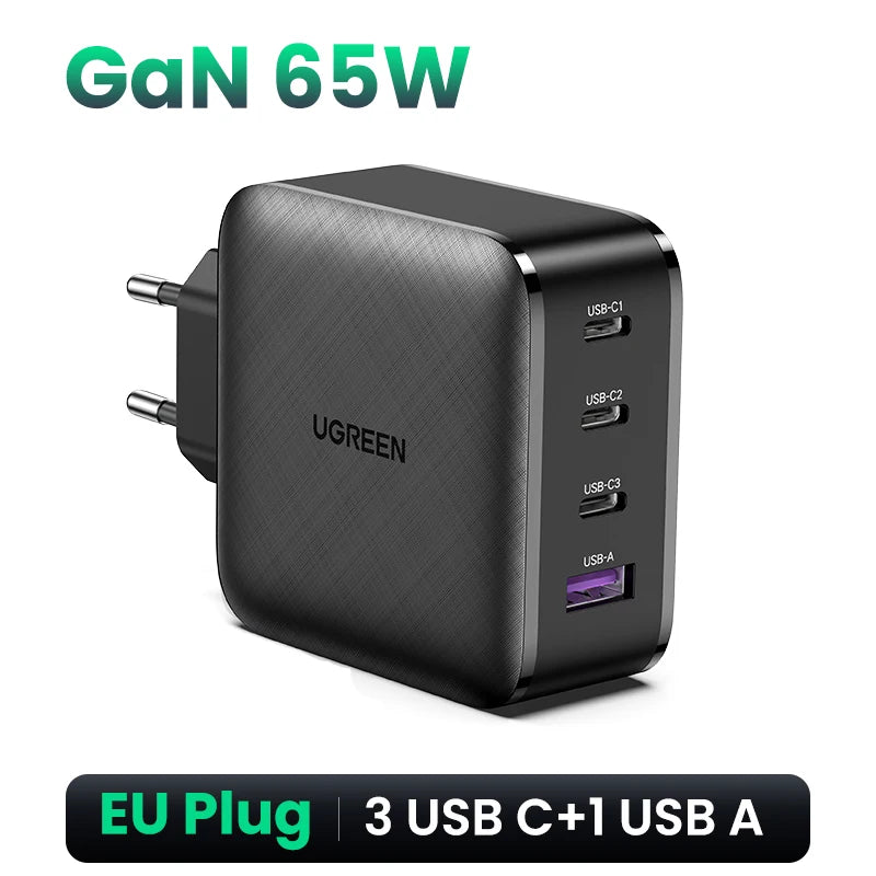 65W GaN USB-C Charger – Quick Charge 4.0 PD Fast Charger for Phones & Laptops