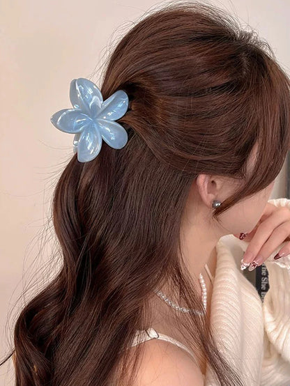 2 Pcs Marble Flower Hair Claw Clips – Cute Beach Hair Accessories