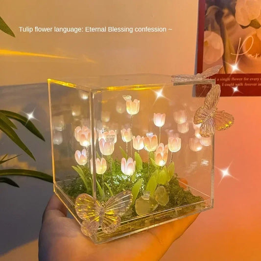 DIY Tulip Mirror Cube Lamp | Handmade Night Light Gift
