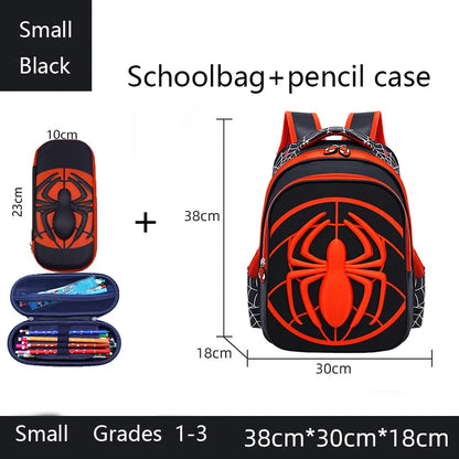 Cartmela Spider Backpack & Pencil Case Set | Waterproof Cartoon School Bag for Boys