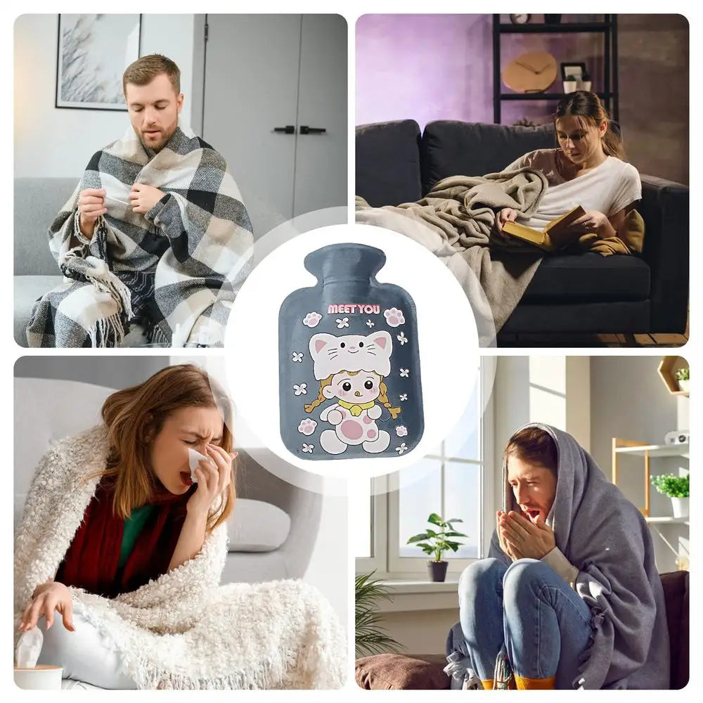 Plush Hot Water Bottle – Soft Portable Bed & Foot Warmer