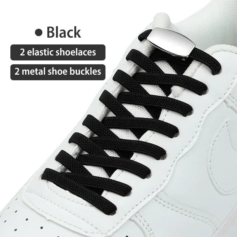 No-Tie Elastic Shoelaces with Metal Lock | Quick Fit for All Shoes