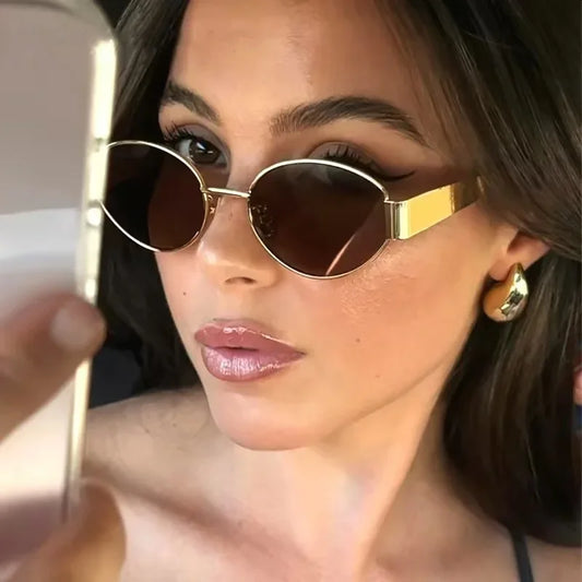Vintage Oval Metal Sunglasses – Fashion UV Protection Eyewear