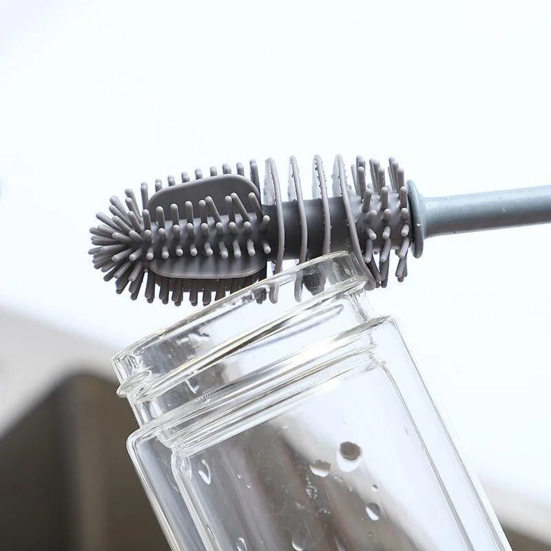 Silicone Milk Bottle Brush – Long Handle Drink Bottle & Glass Cleaner