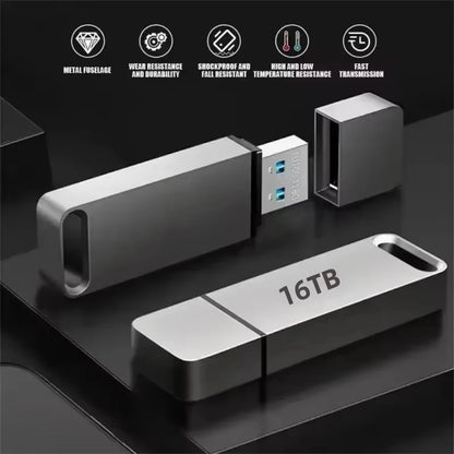 16TB USB3.2 Flash Drive – High-Speed Type-C Metal SSD Storage