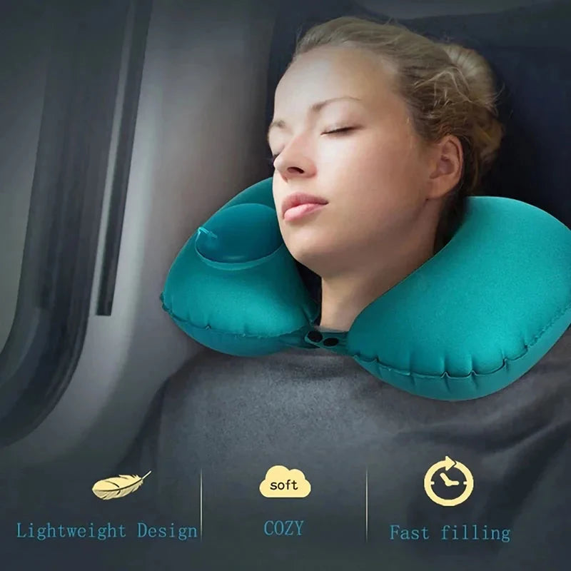 Inflatable U-Shaped Travel Pillow – Neck Support for Travel Comfort