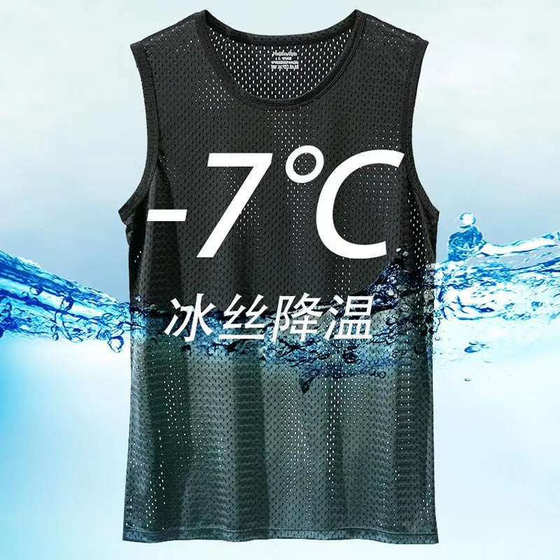 Men’s Ice Silk Mesh Tank Top Bodybuilding Fitness Vest