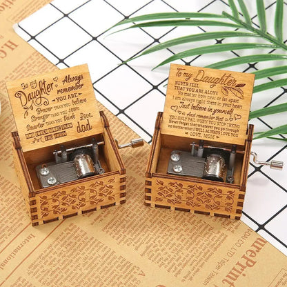 Wooden Hand Crank Music Box