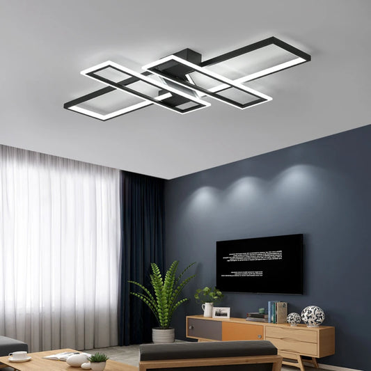 Modern Rectangle LED Ceiling Light – Creative Living Room Fixture