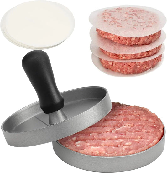 Non-Stick Burger Press with Wax Paper – Aluminum Patty Maker