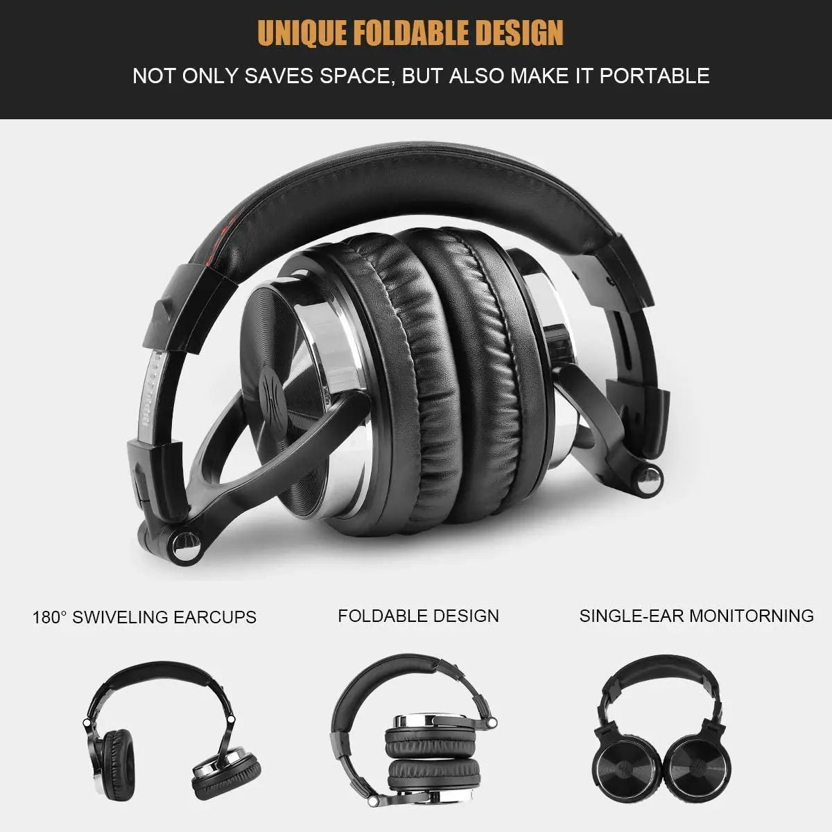 Professional Wired DJ Headphones – Over Ear with Mic & Hi-Res Audio